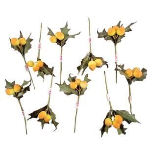 Lot of 10 Vintage Zim's Millinery Orange Berry Picks with Leaves